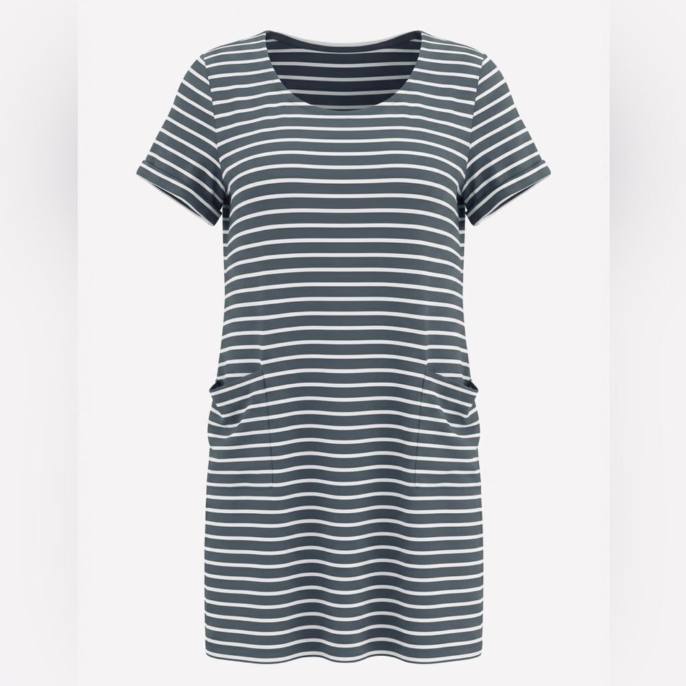 J JILL WOMENS DRESS/LOUNGEWEAR BLUE WHITE STRIPES SIZE XS P